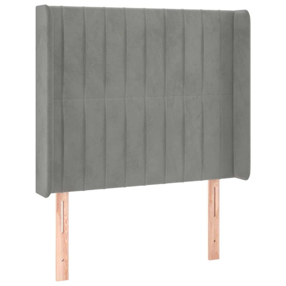vidaXL Κεφαλάρι με Πτερύγια Ανοιχτό Γκρι 93x16x118/128 εκ. Βελούδινο
