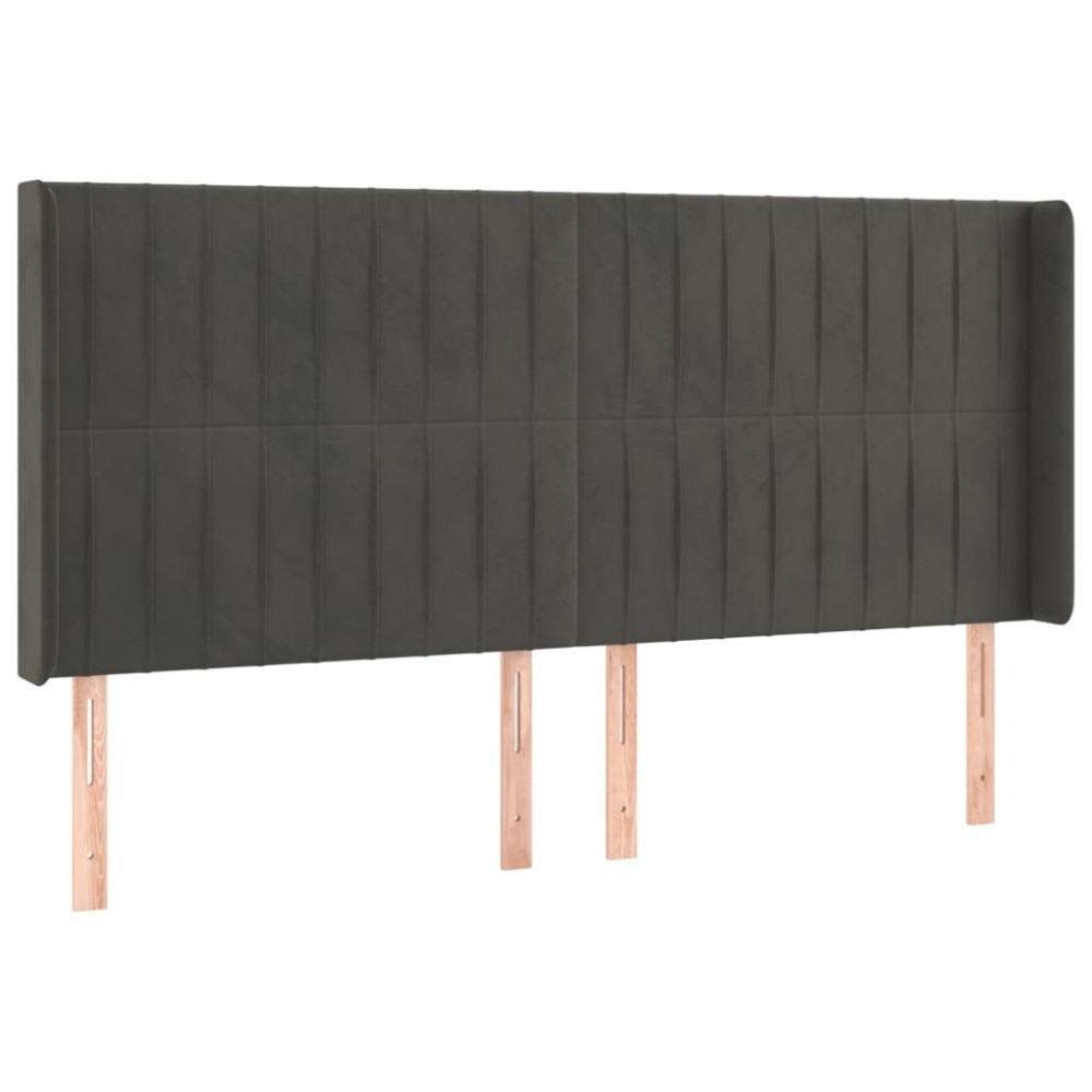 vidaXL Κεφαλάρι με Πτερύγια Σκούρο Γκρι 183x16x118/128 εκ. Βελούδινο