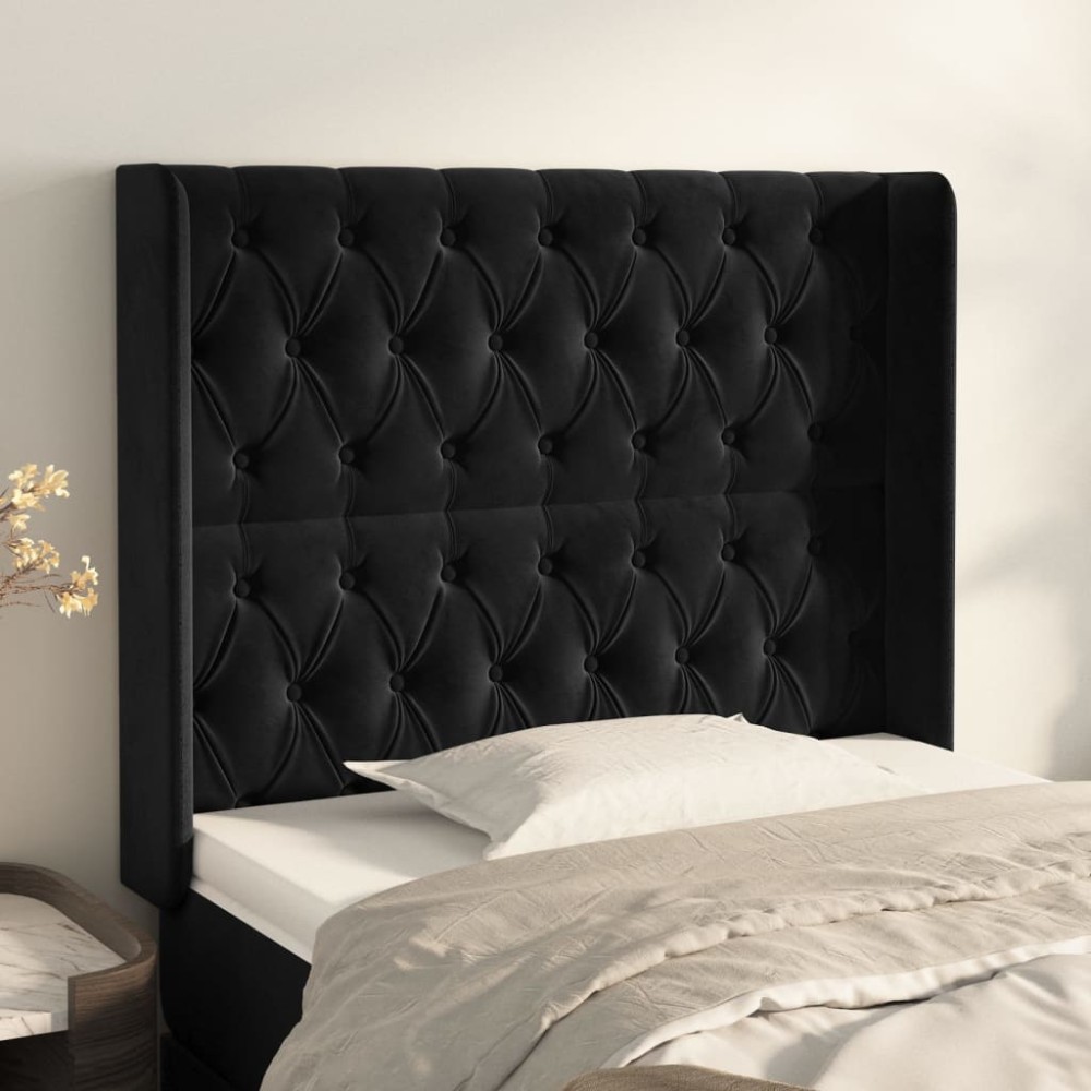 vidaXL Κεφαλάρι με Πτερύγια Μαύρο 93x16x118/128 εκ. Βελούδινο