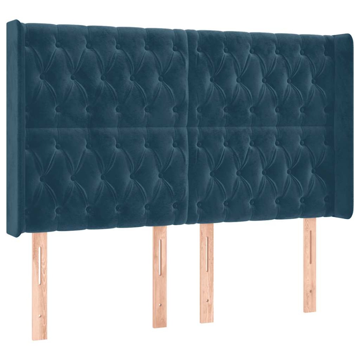 vidaXL Κεφαλάρι με Πτερύγια Σκούρο Μπλε163x16x118/128 εκ. Βελούδινο