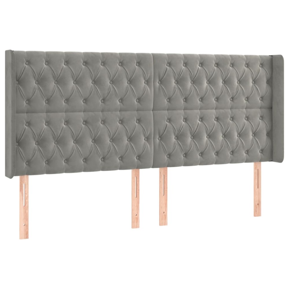 vidaXL Κεφαλάρι με Πτερύγια Ανοιχτό Γκρι 183x16x118/128 εκ. Βελούδινο