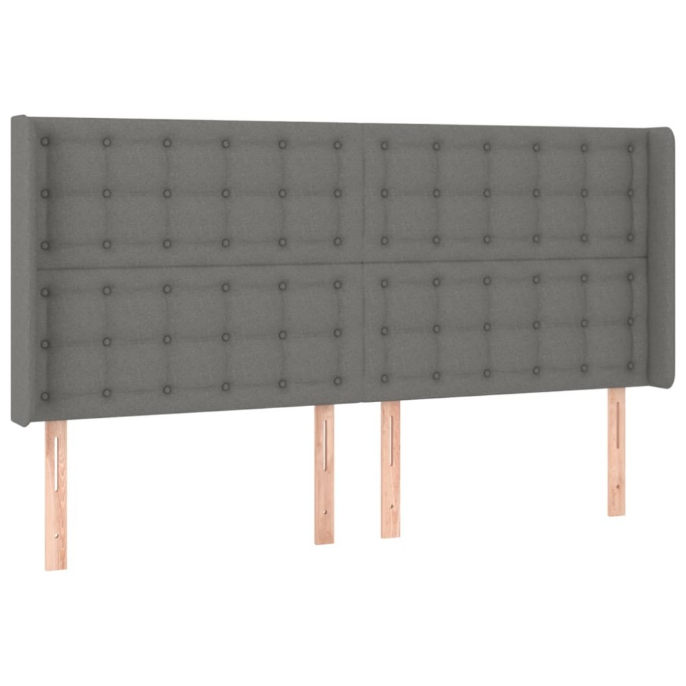 vidaXL Κεφαλάρι με Πτερύγια Σκούρο Γκρι 203x16x118/128 εκ. Υφασμάτινο