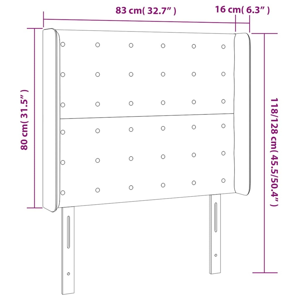 vidaXL Κεφαλάρι με Πτερύγια Πράσινο 83x16x118/128 εκ. Βελούδινο