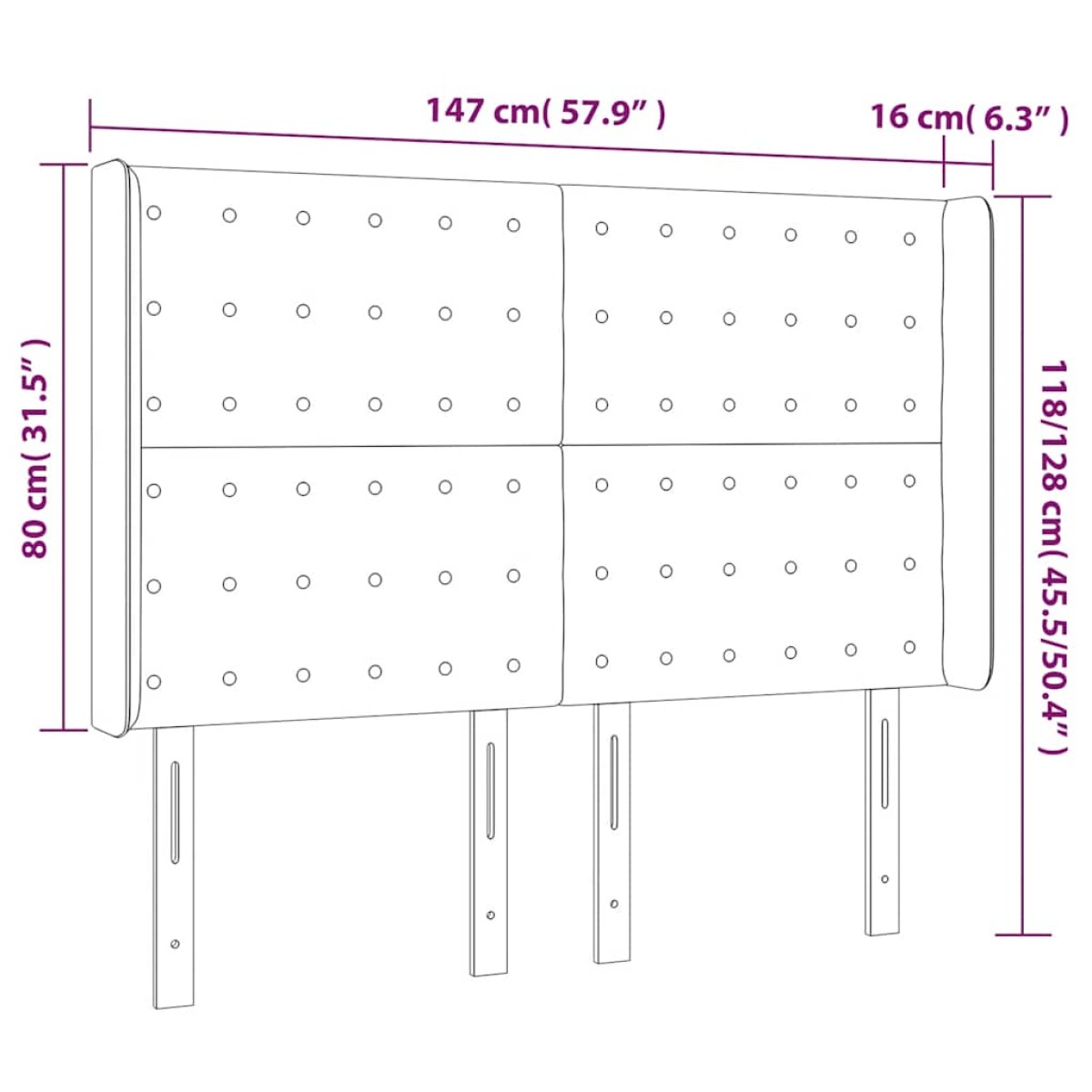 vidaXL Κεφαλάρι με Πτερύγια Πράσινο 147x16x118/128 εκ. Βελούδινο