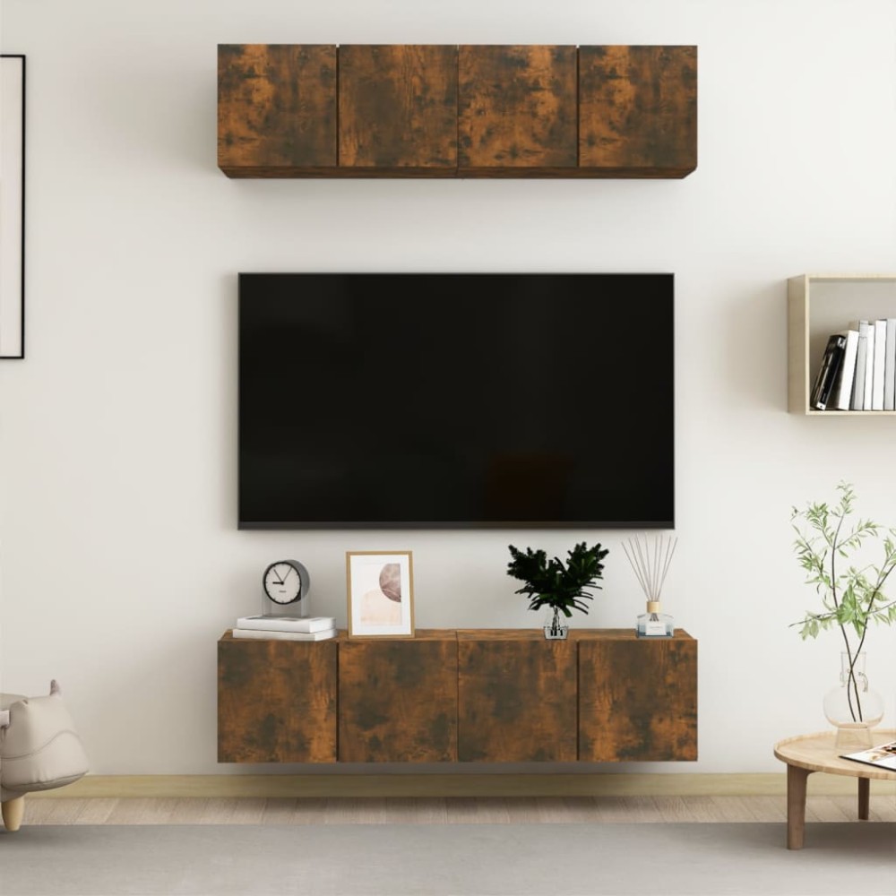 vidaXL Έπιπλα Τηλεόρασης Τοίχου 4 τεμ. Καπν. Δρυς 60x30x30εκ Επ. Ξύλο