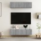 vidaXL Έπιπλα Τηλεόρασης Τοίχου 4 τεμ. Γκρι 60x30x30 εκ. Επ. Ξύλο