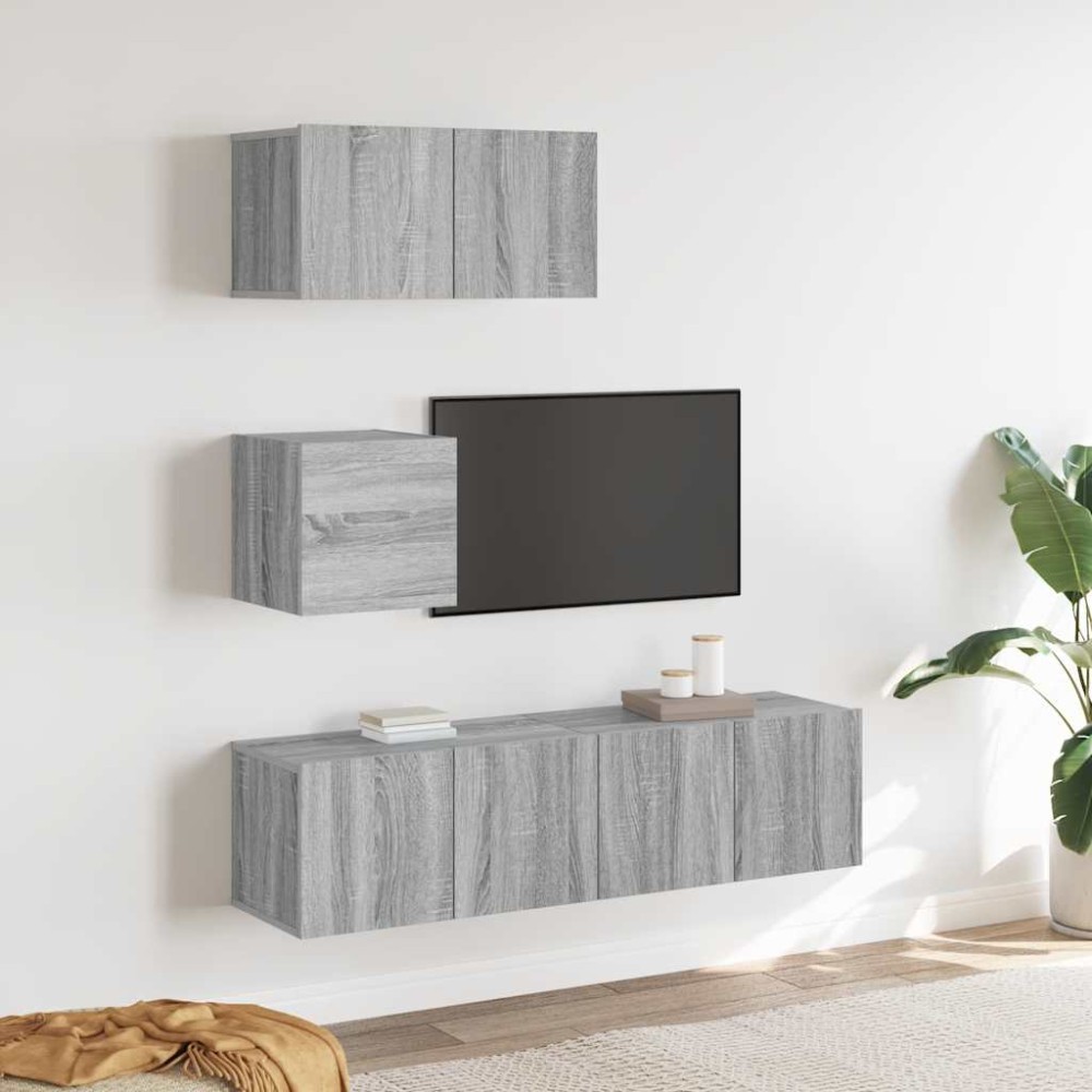 vidaXL Σετ Επίπλων Τηλεόρασης 4 Τεμ. Γκρι Sonoma Επεξεργασμένο Ξύλο