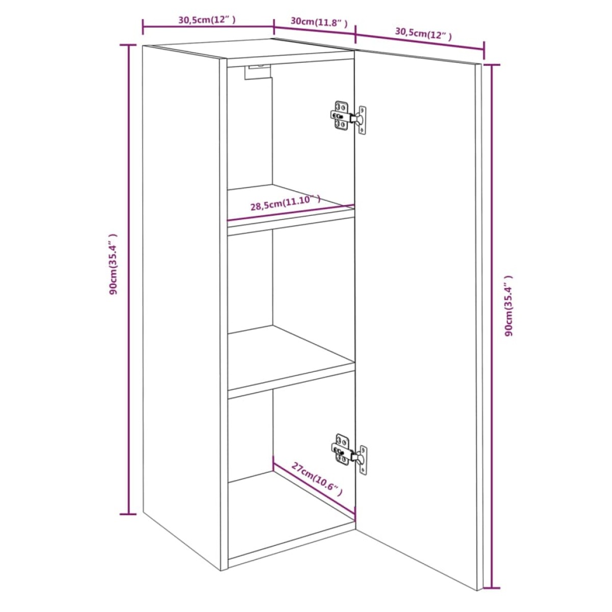 vidaXL Έπιπλα Τηλεόρασης 4 τεμ. Γκρι Sonoma30,5x30x90 εκ. Επεξ. Ξύλο