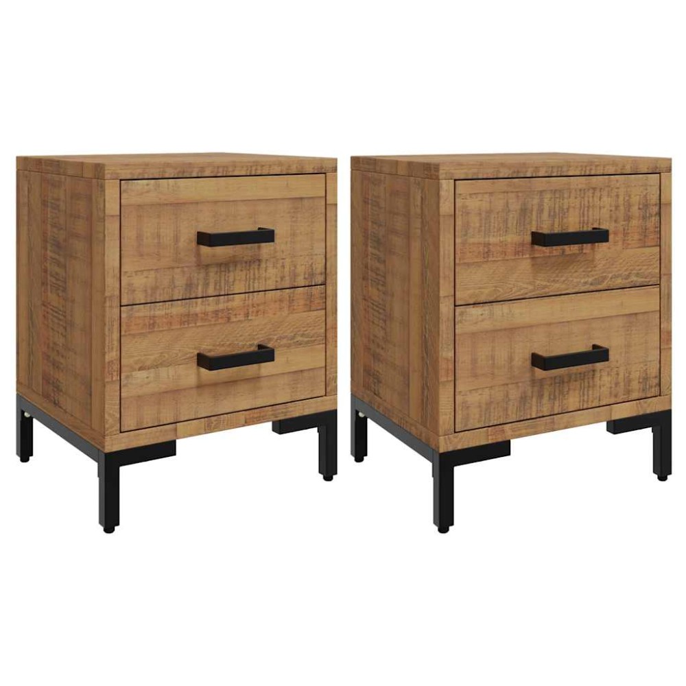 vidaXL Κομοδίνα 2 τεμ. 36 x 30 x 45 εκ. από Μασίφ Ξύλο Πεύκου
