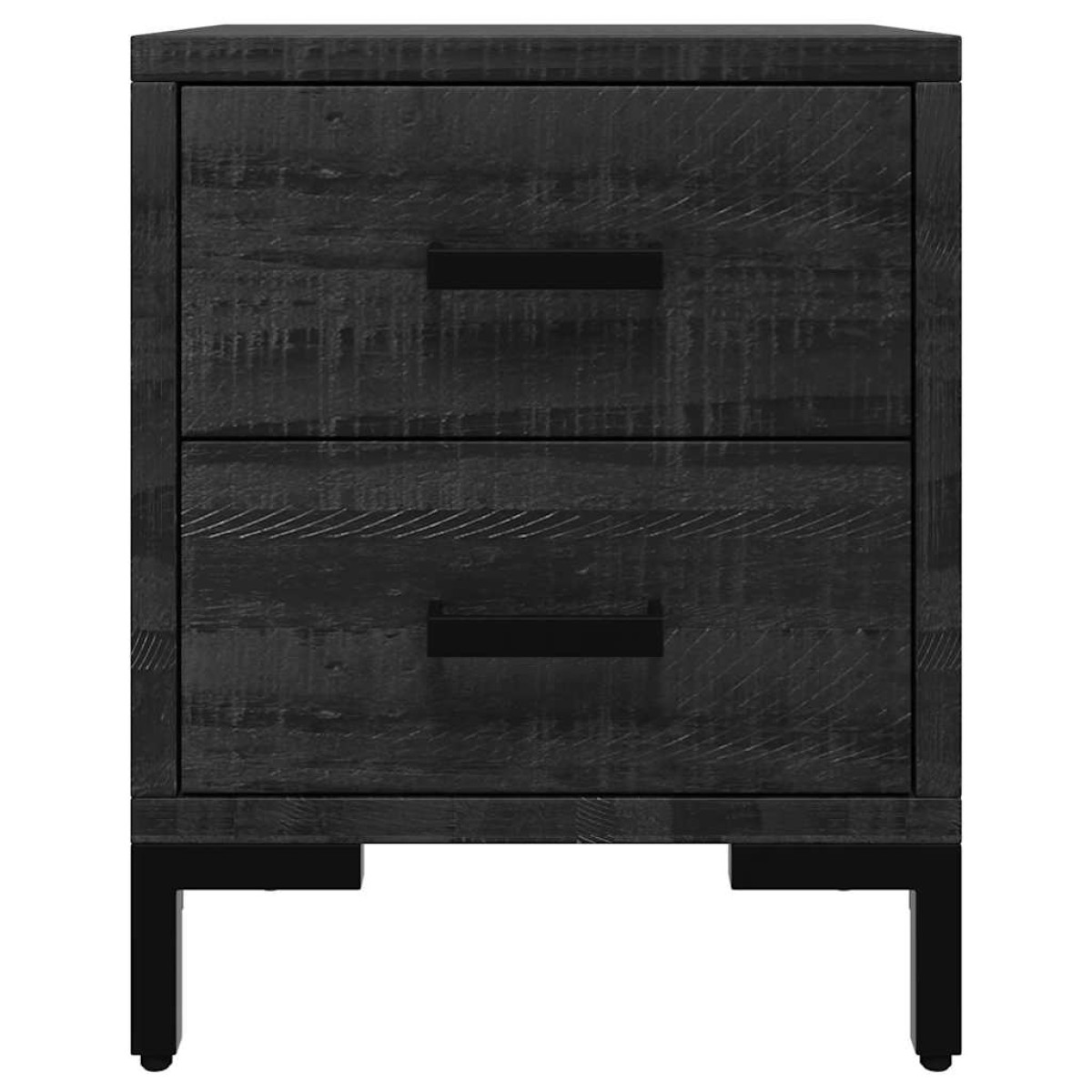 vidaXL Κομοδίνα 2 τεμ. Μαύρα 36x30x45 εκ. από Μασίφ Ξύλο Πεύκου
