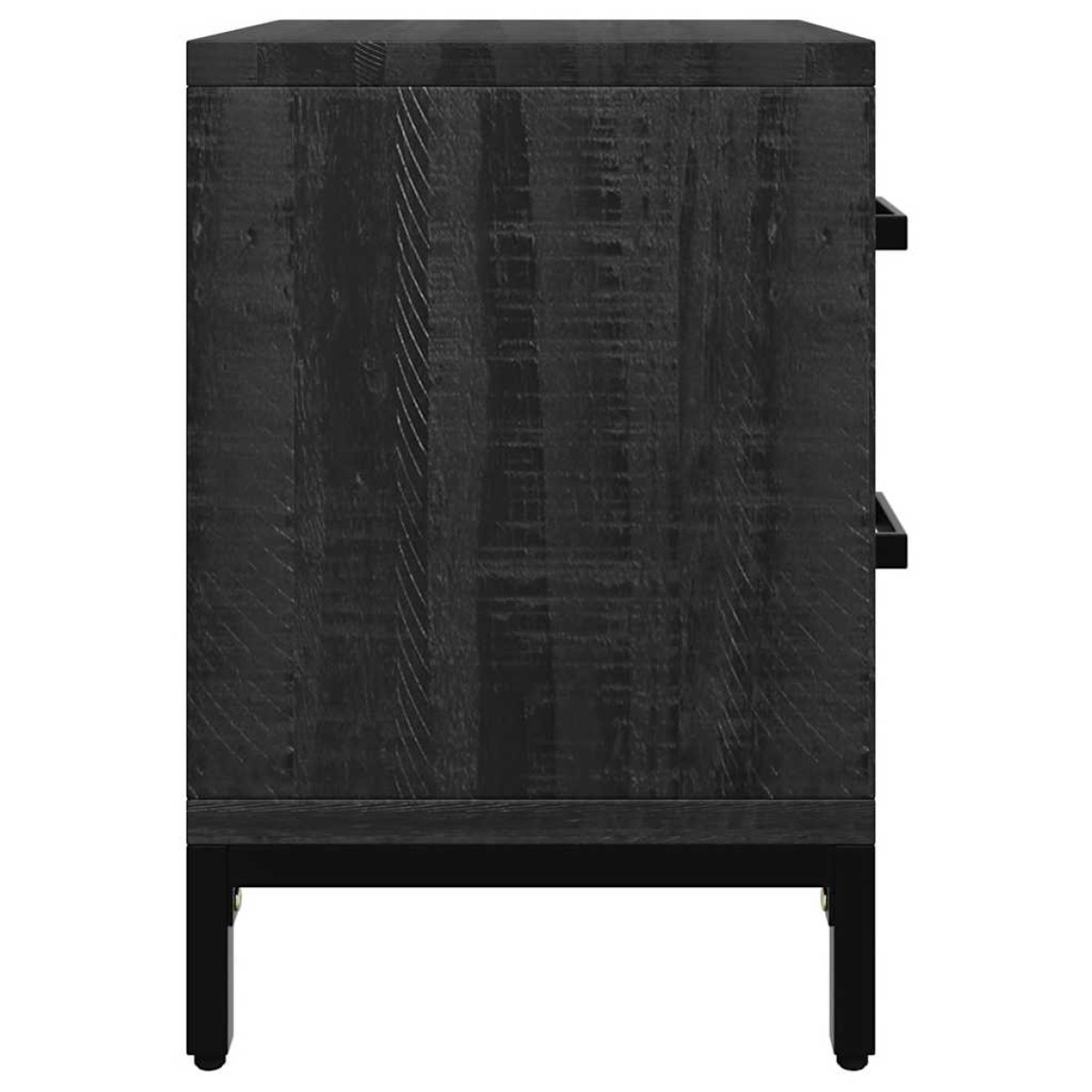 vidaXL Κομοδίνα 2 τεμ. Μαύρα 36x30x45 εκ. από Μασίφ Ξύλο Πεύκου