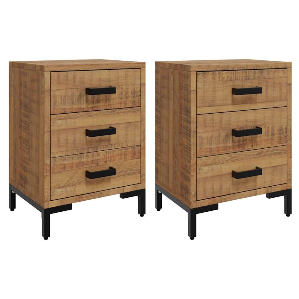 vidaXL Κομοδίνα 2 Τεμ. 40x30x55 εκ. από Μασίφ Ξύλο Πεύκου