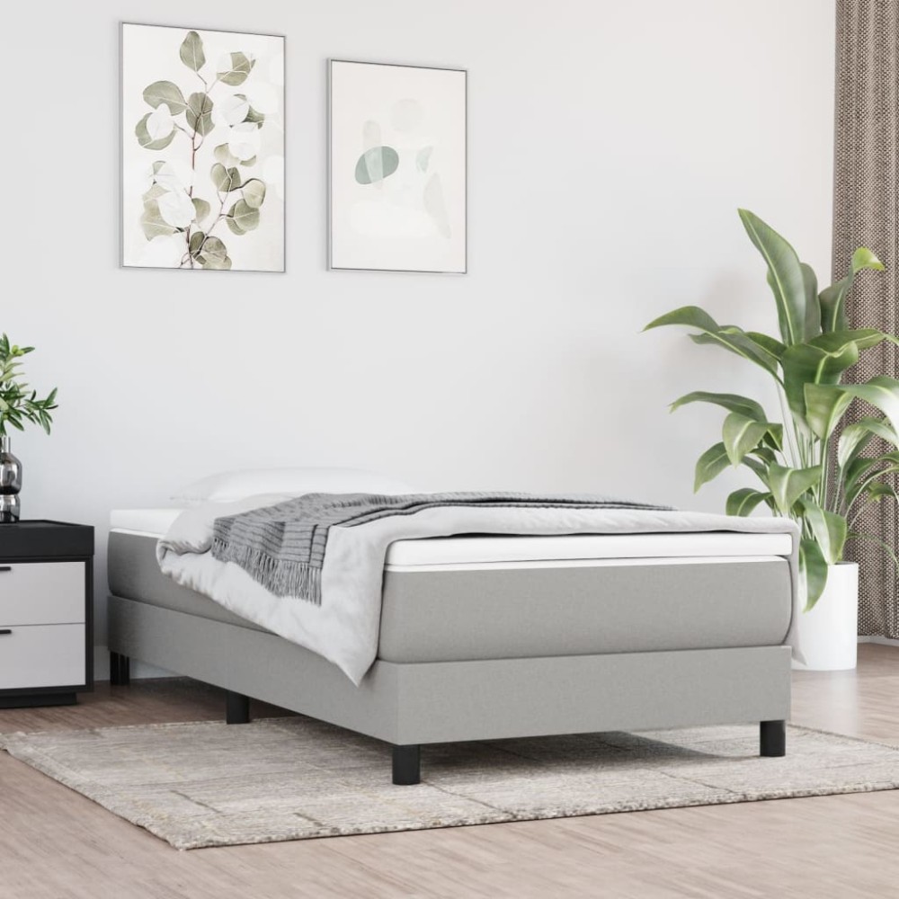 vidaXL Σκελετός Κρεβατιού με Ελατήρια Αν. Γκρι 90x190 εκ. Υφασμάτινο