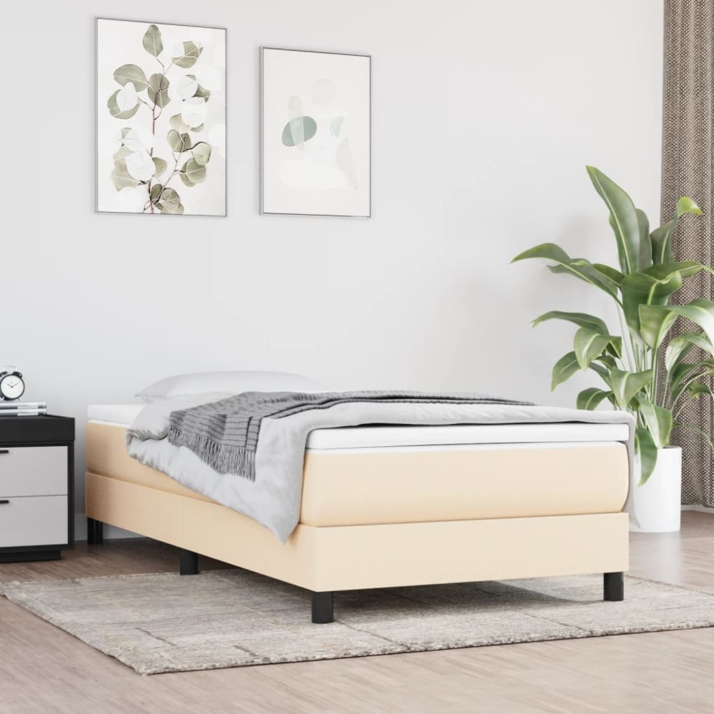 vidaXL Σκελετός Κρεβατιού με Ελατήρια Κρέμα 90x200 εκ. Υφασμάτινο