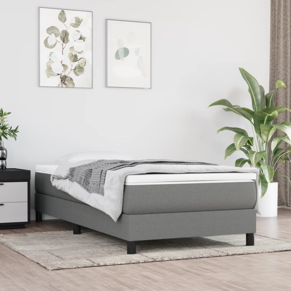 vidaXL Σκελετός Κρεβατιού με Ελατήρια Σκ. Γκρι 100x200 εκ. Υφασμάτινο