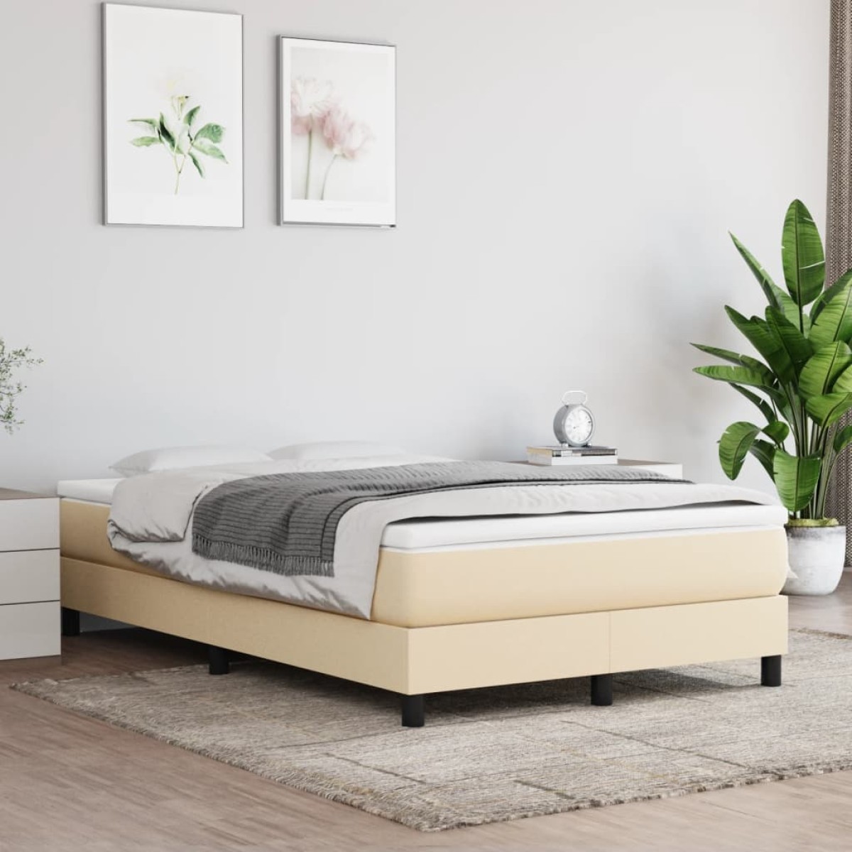 vidaXL Πλαίσιο Κρεβατιού Boxspring Κρεμ 120x200 εκ. Υφασμάτινο