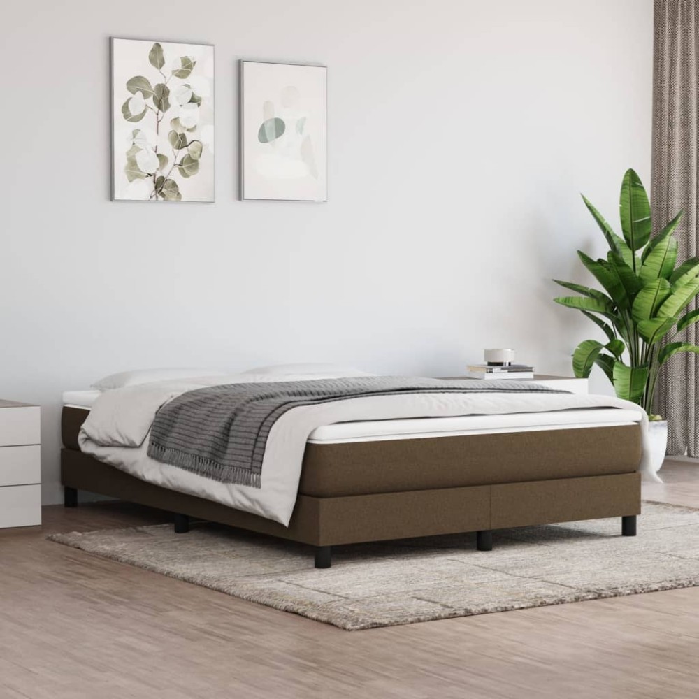 vidaXL Σκελετός Κρεβατιού με Ελατήρια Σκ. Καφέ 140x190 εκ. Υφασμάτινο