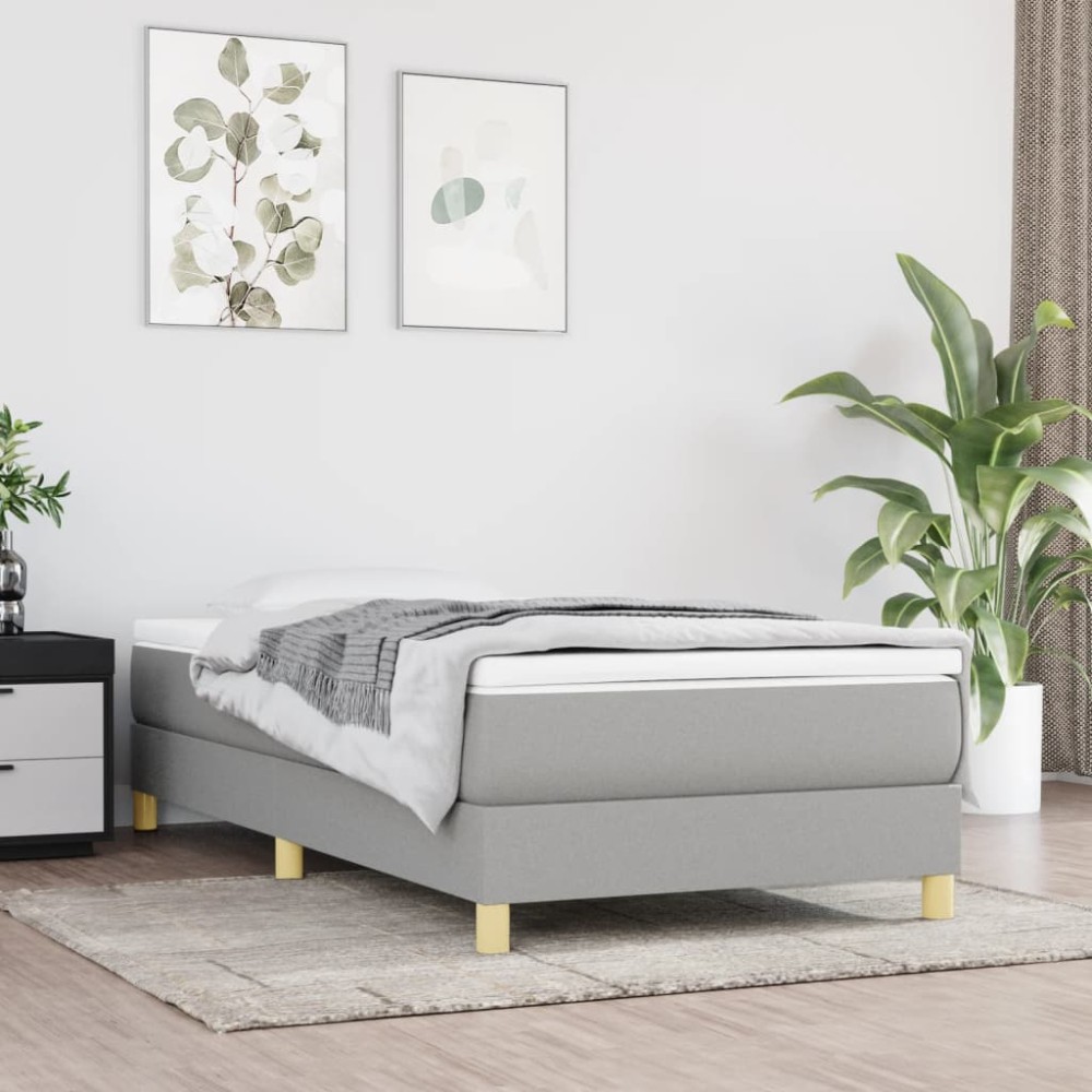 vidaXL Σκελετός Κρεβατιού με Ελατήρια Αν. Γκρι 90x190 εκ. Υφασμάτινο