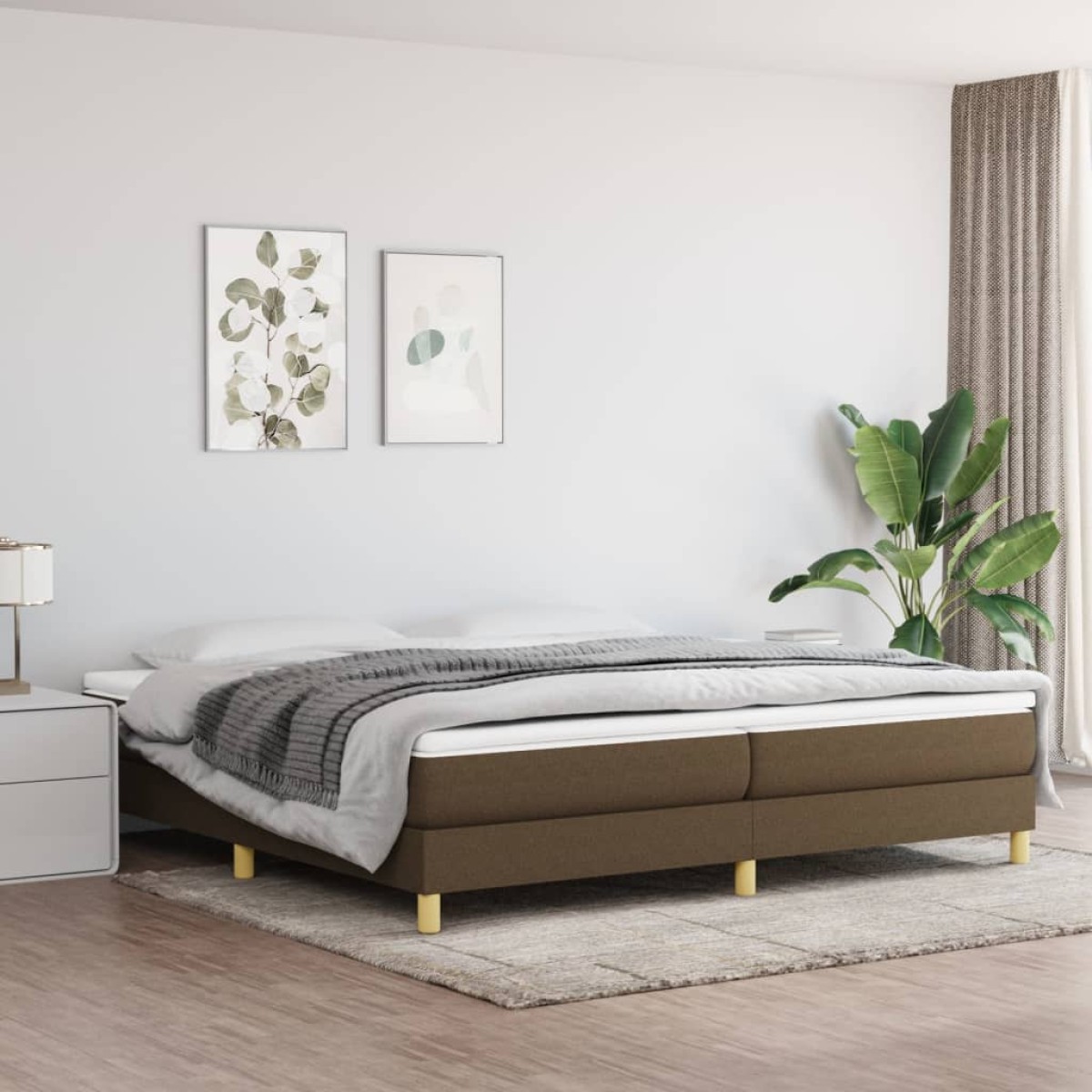 vidaXL Πλαίσιο Κρεβατιού Boxspring Σκούρο Καφέ 200x200 εκ. Υφασμάτινο