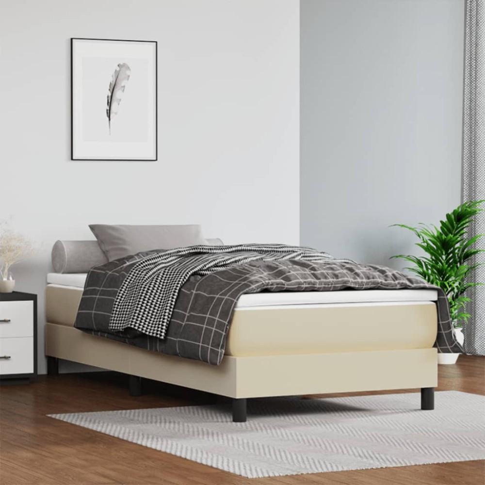 vidaXL Σκελετός Κρεβατιού με Ελατήρια Κρεμ 80 x 200 εκ. από Συνθετικό Δέρμα