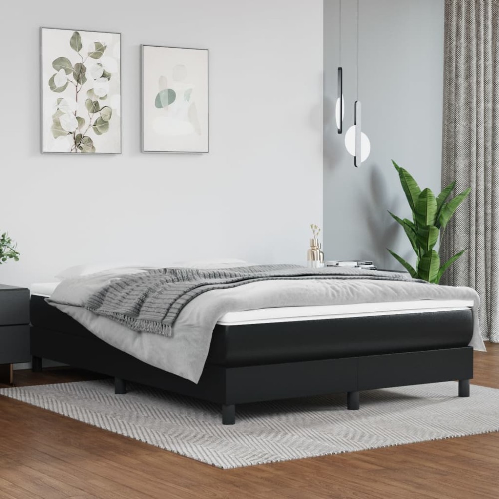 vidaXL Σκελετός Κρεβατιού με Ελατήρια Μαύρο 140x200 εκ. από Συνθετικό Δέρμα