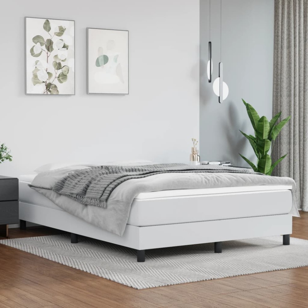 vidaXL Σκελετός Κρεβατιού με Ελατήρια Λευκό 140x200 εκ. από Συνθετικό Δέρμα