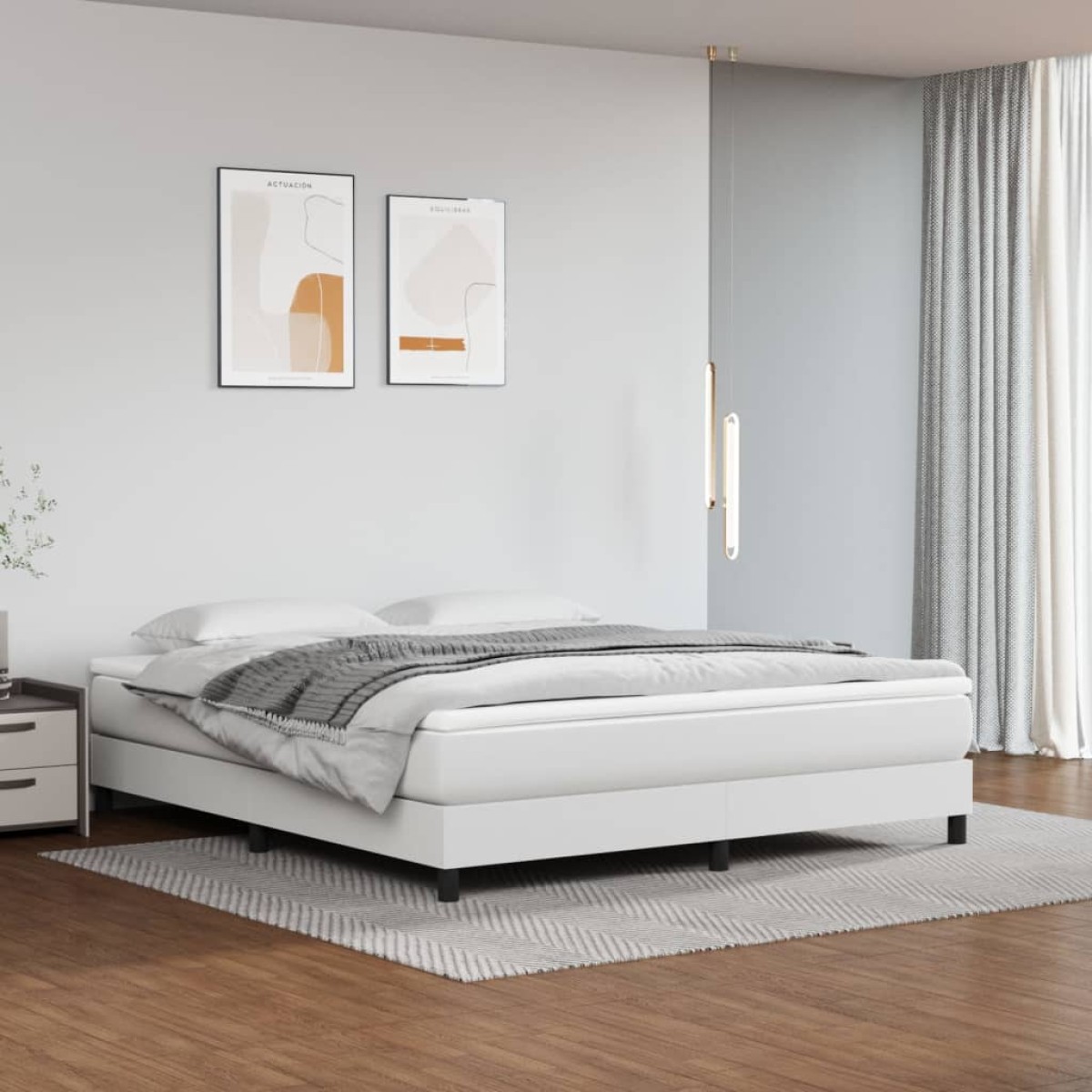 vidaXL Πλαίσιο Κρεβατιού Boxspring Λευκό 160x200 εκ. Συνθετικό Δέρμα