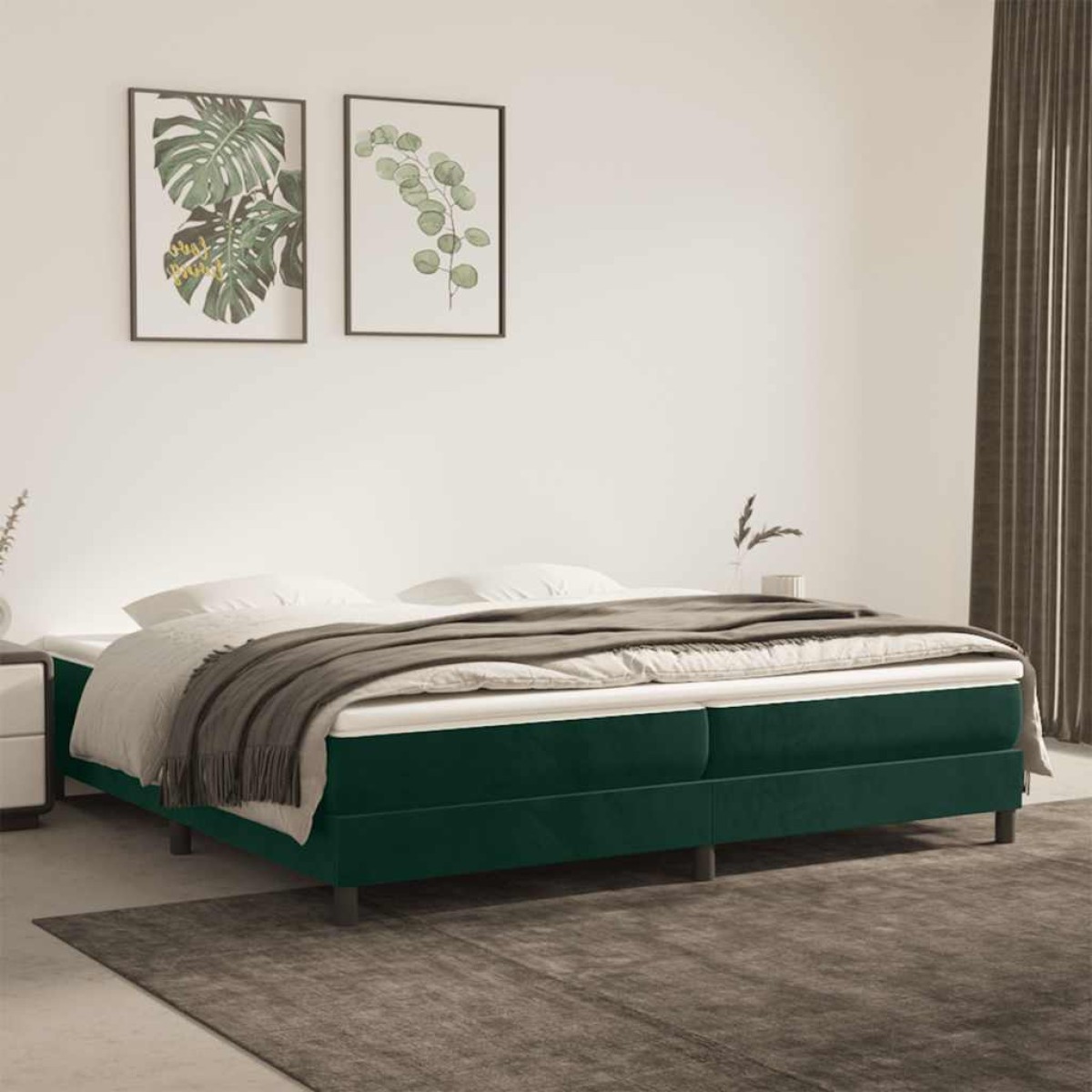vidaXL Πλαίσιο Κρεβατιού Boxspring Σκούρο Πράσινο 200x200 εκ Βελούδινο