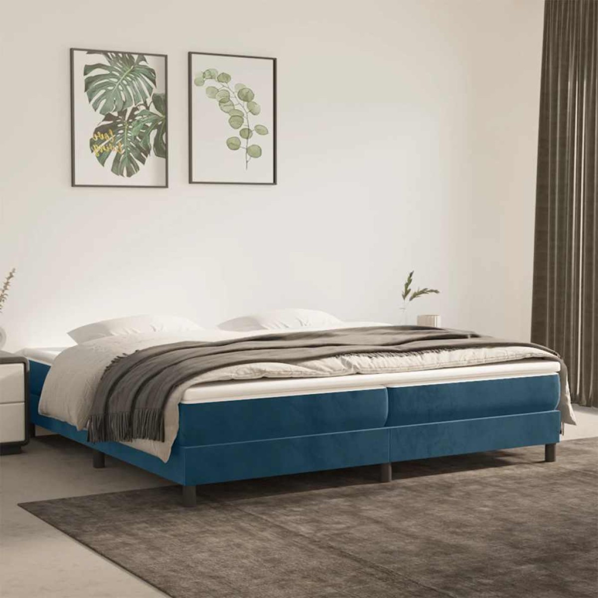 vidaXL Πλαίσιο Κρεβατιού Boxspring Σκούρο Μπλε 200x200 εκ. Βελούδινο
