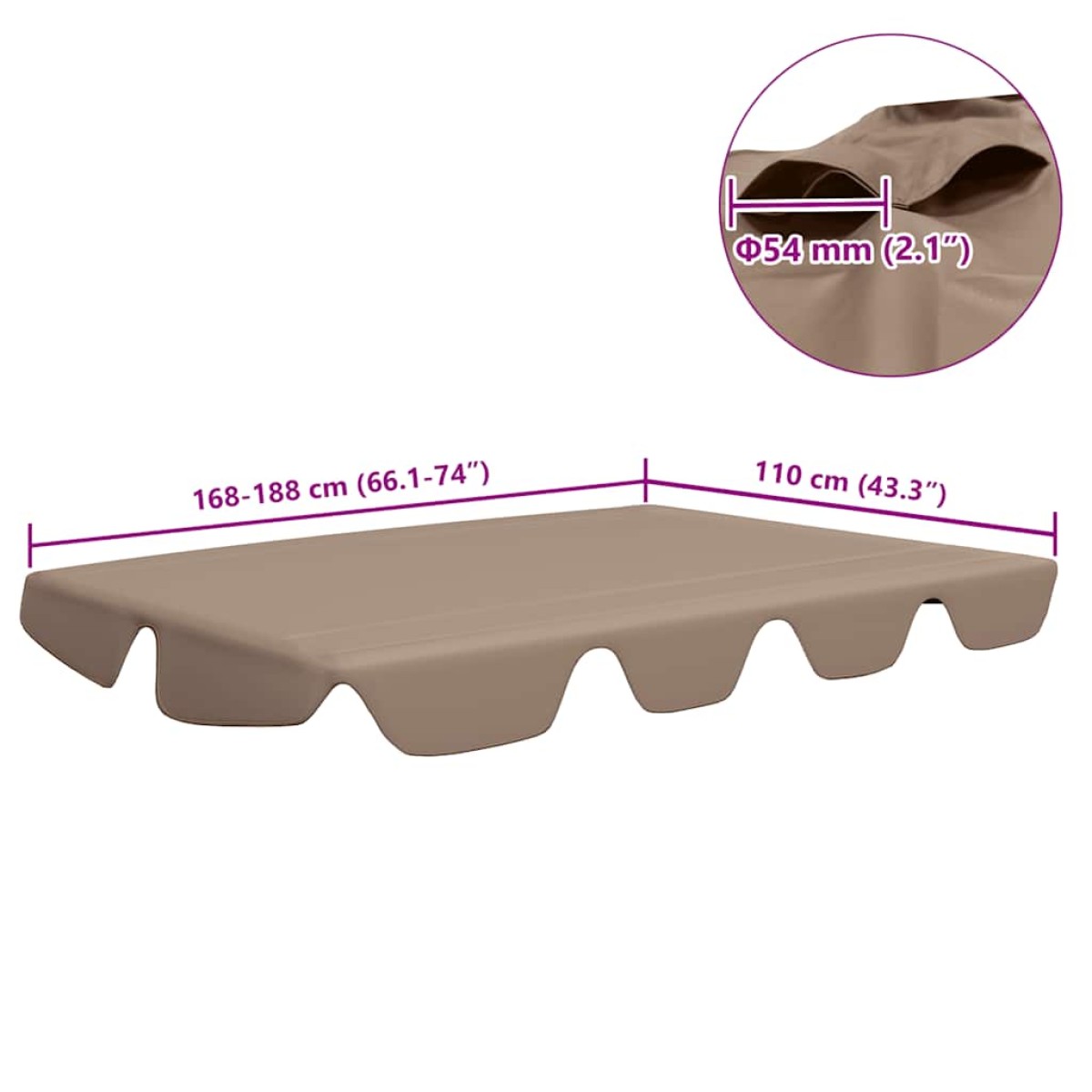 vidaXL Πανί Ανταλλακτικό για Κούνια Κήπου Taupe 188/168 x 145/110 εκ.