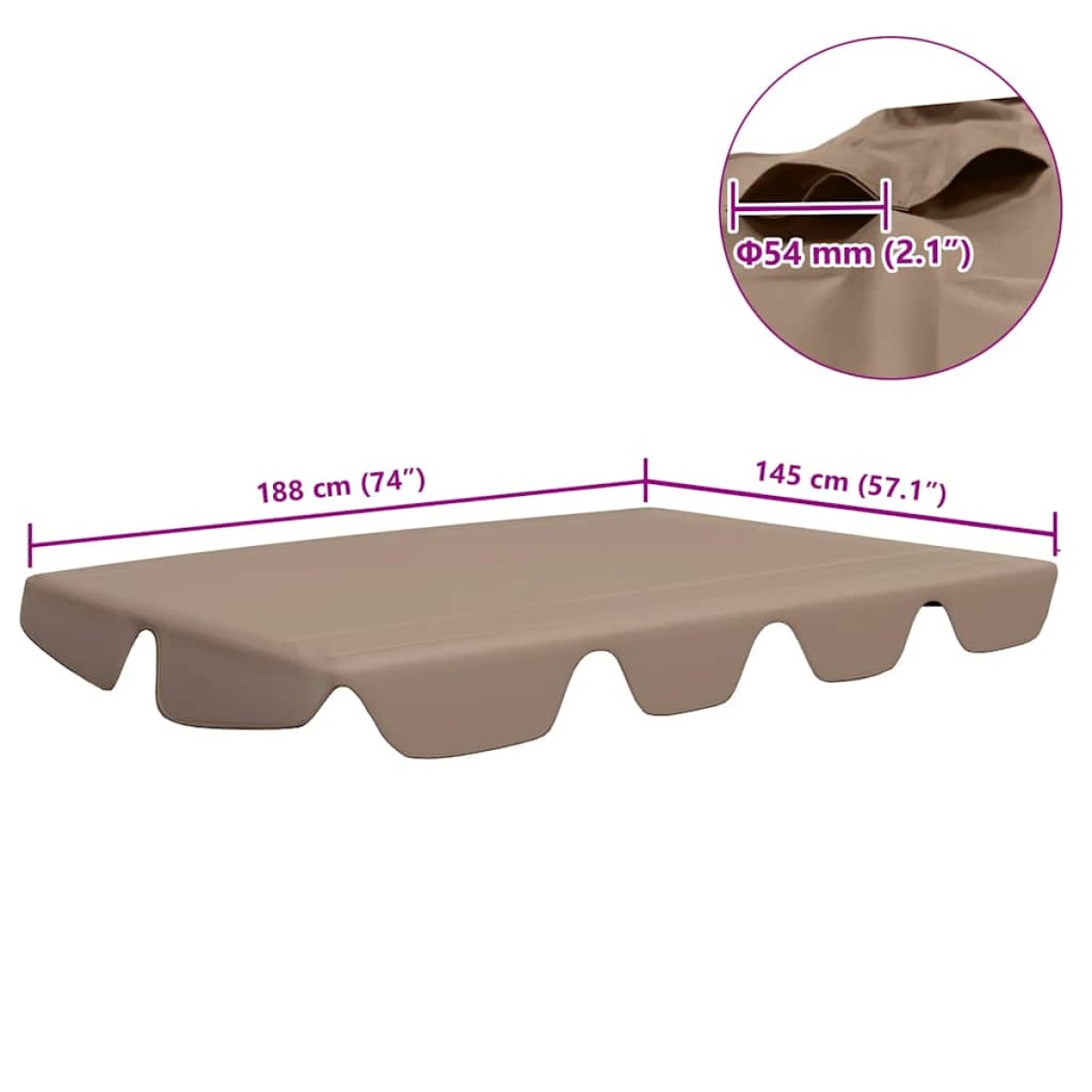 vidaXL Πανί Ανταλλακτικό για Κούνια Κήπου Taupe 188/168 x 145/110 εκ.