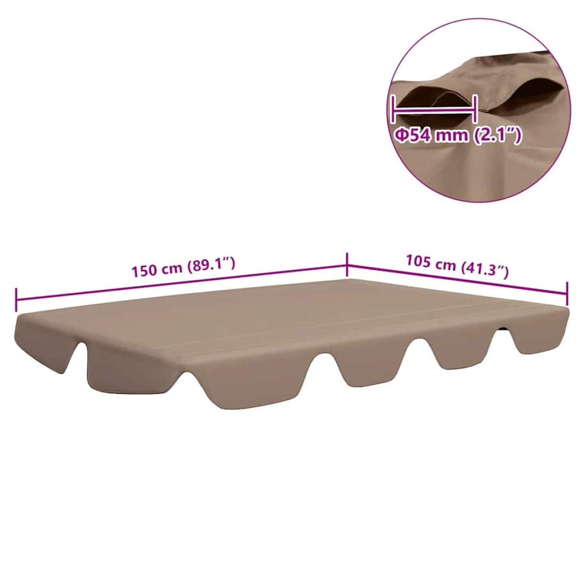 vidaXL Πανί Ανταλλακτικό για Κούνια Κήπου Taupe 150/130 x 70/105 εκ.