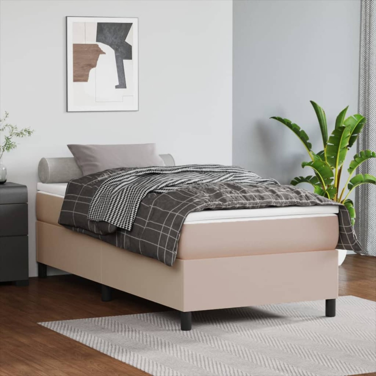 vidaXL Πλαίσιο Κρεβατιού Boxspring Καπουτσίνο 90x200 εκ. Συνθετ. Δέρμα