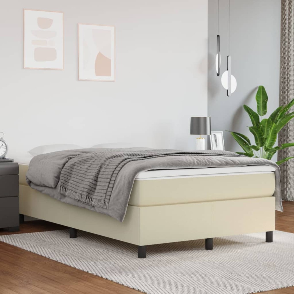 vidaXL Πλαίσιο Κρεβατιού Boxspring Κρεμ 120x200 εκ. Συνθετικό Δέρμα