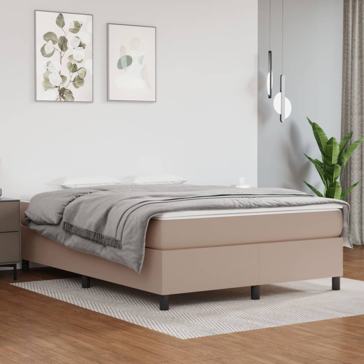 vidaXL Πλαίσιο Κρεβατιού Boxspring Καπουτσίνο 140x190εκ. Συνθετ. Δέρμα