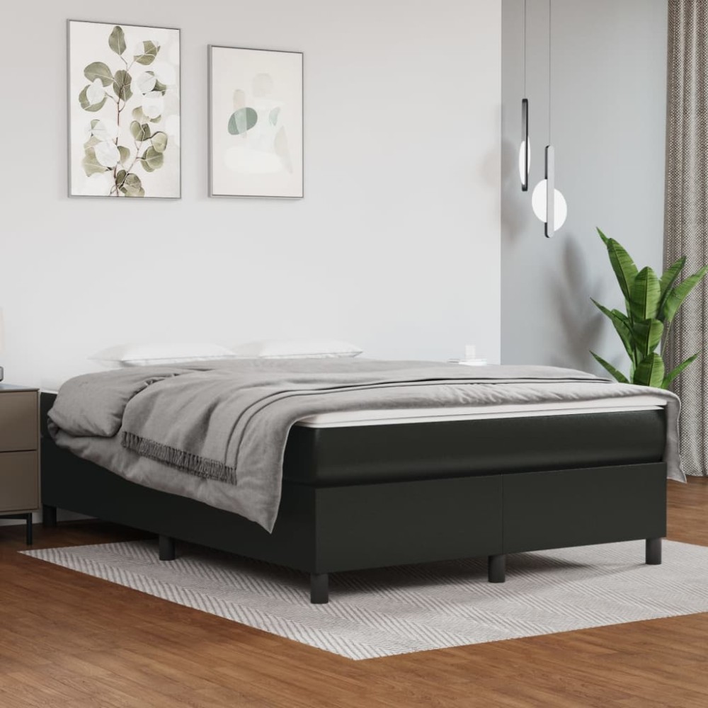 vidaXL Σκελετός Κρεβατιού με Ελατήρια Μαύρο 140x200 εκ. από Συνθετικό Δέρμα