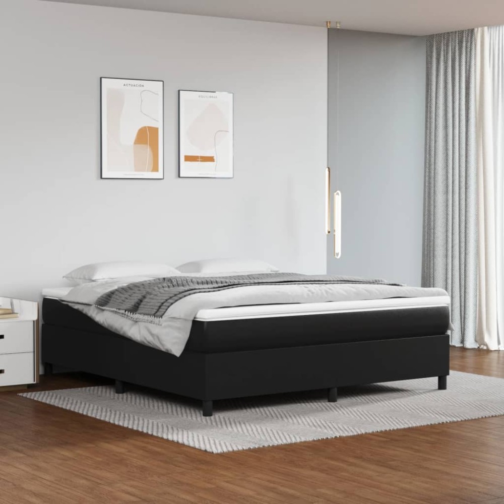 vidaXL Σκελετός Κρεβατιού με Ελατήρια Μαύρο 160x200 εκ. από Συνθετικό Δέρμα