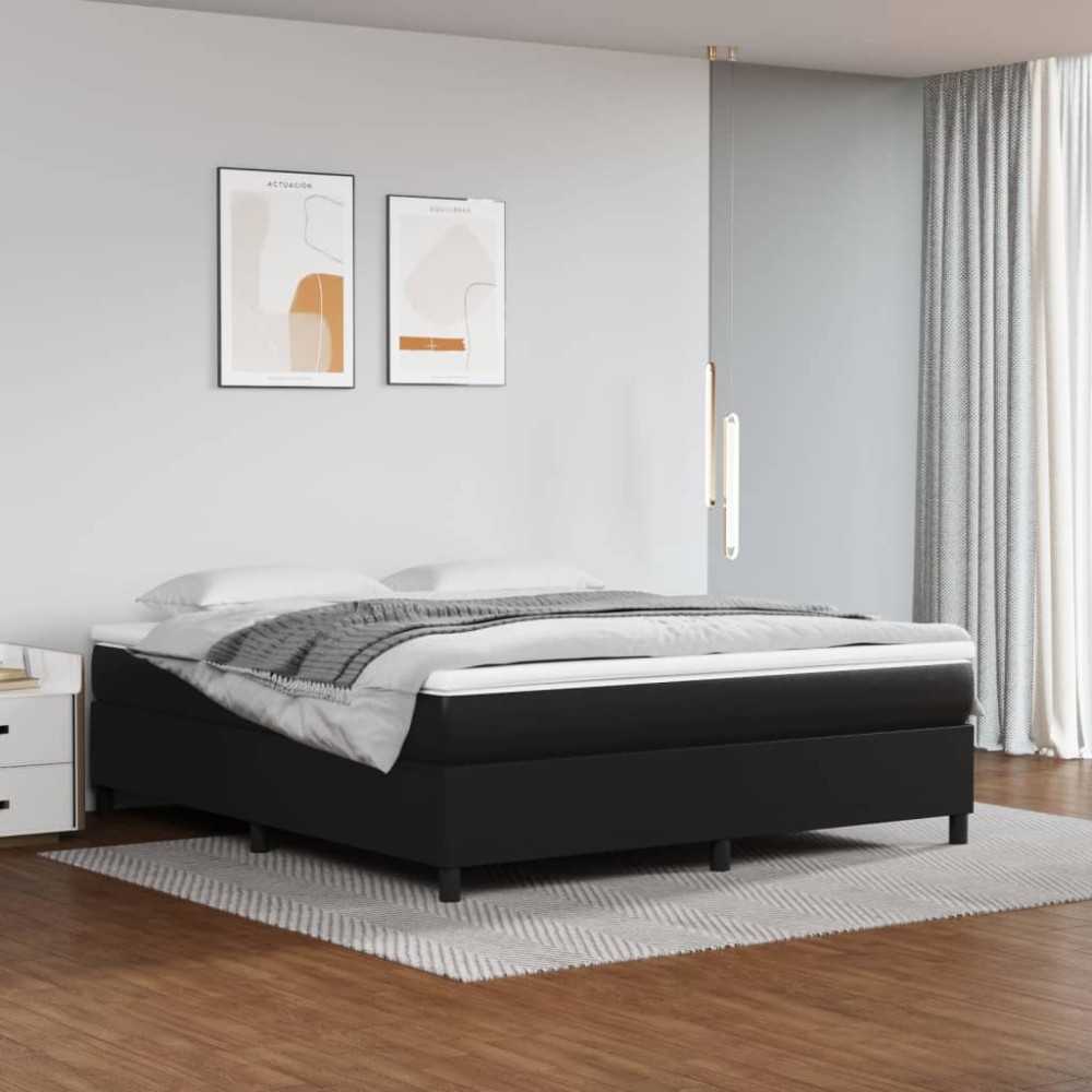 vidaXL Σκελετός Κρεβατιού με Ελατήρια Μαύρο 180x200 εκ. από Συνθετικό Δέρμα
