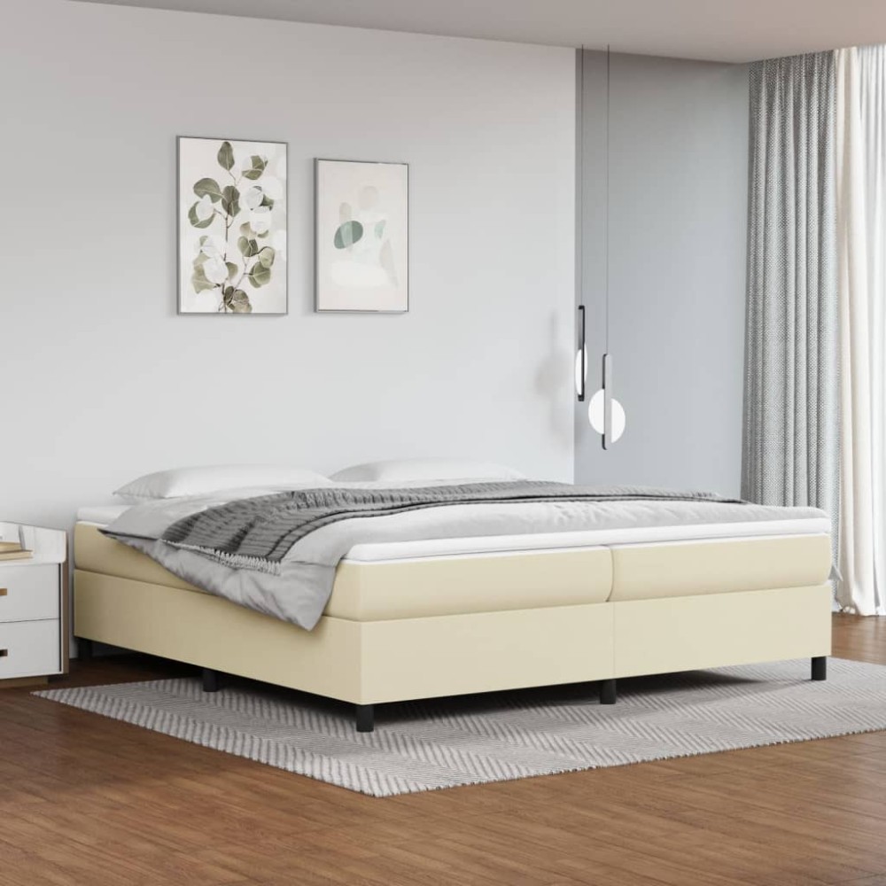 vidaXL Σκελετός Κρεβατιού με Ελατήρια Κρεμ 200x200 εκ. από Συνθετικό Δέρμα