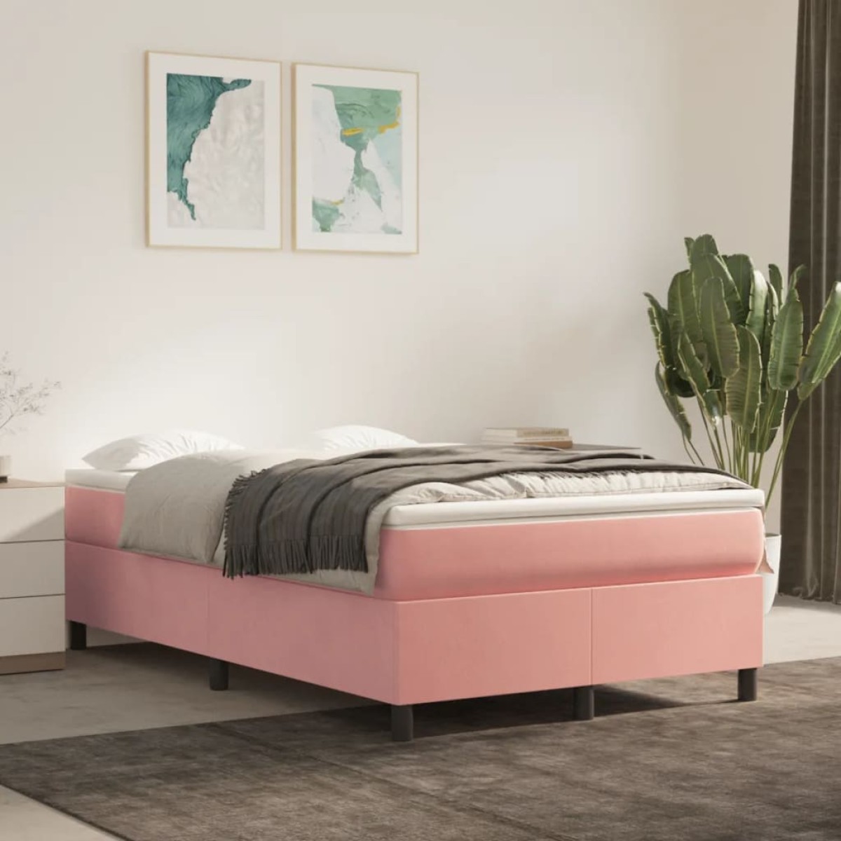 vidaXL Πλαίσιο Κρεβατιού Boxspring Ροζ 120 x 200 εκ. Βελούδινο