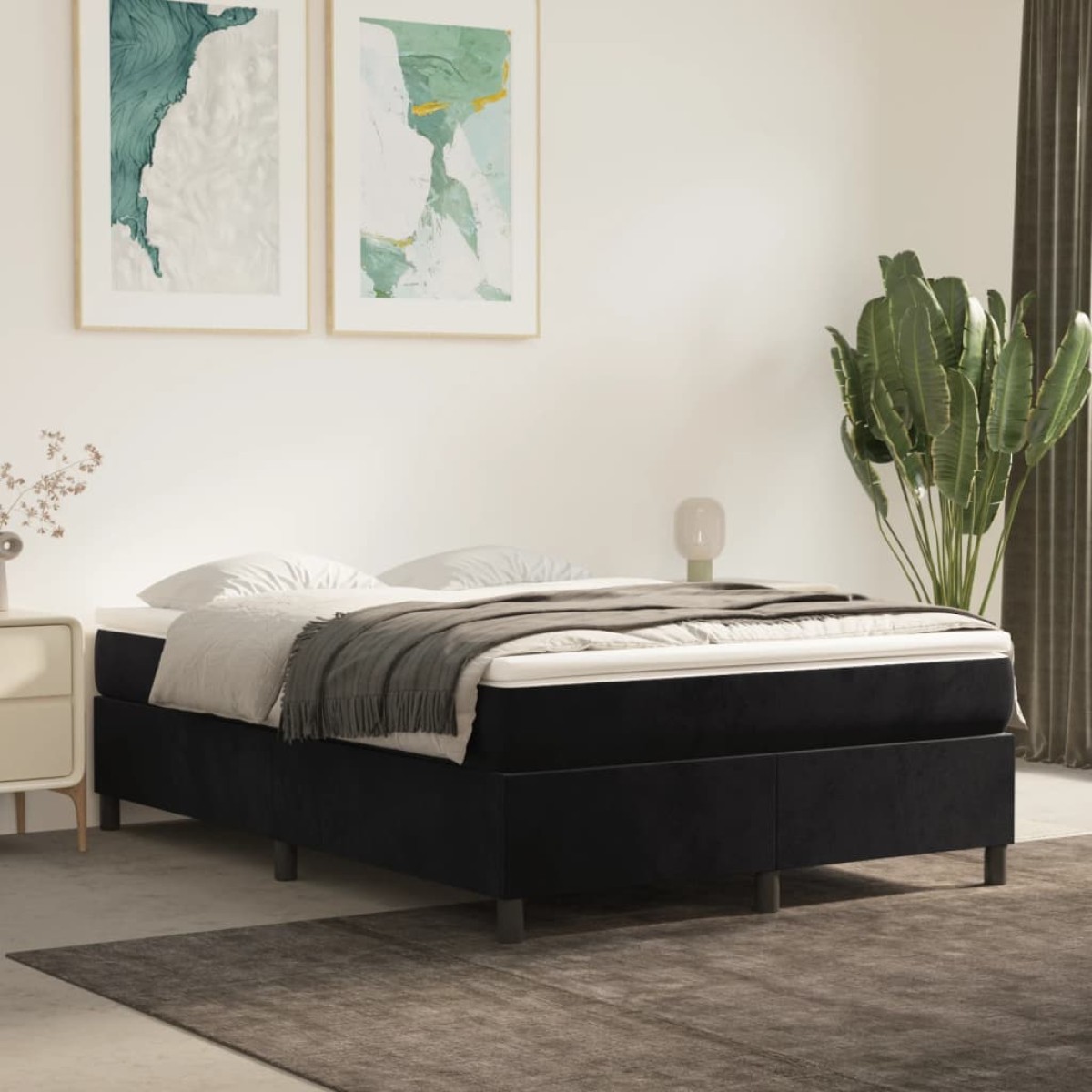vidaXL Πλαίσιο Κρεβατιού Boxspring Μαύρο 140x200 εκ. Βελούδινο
