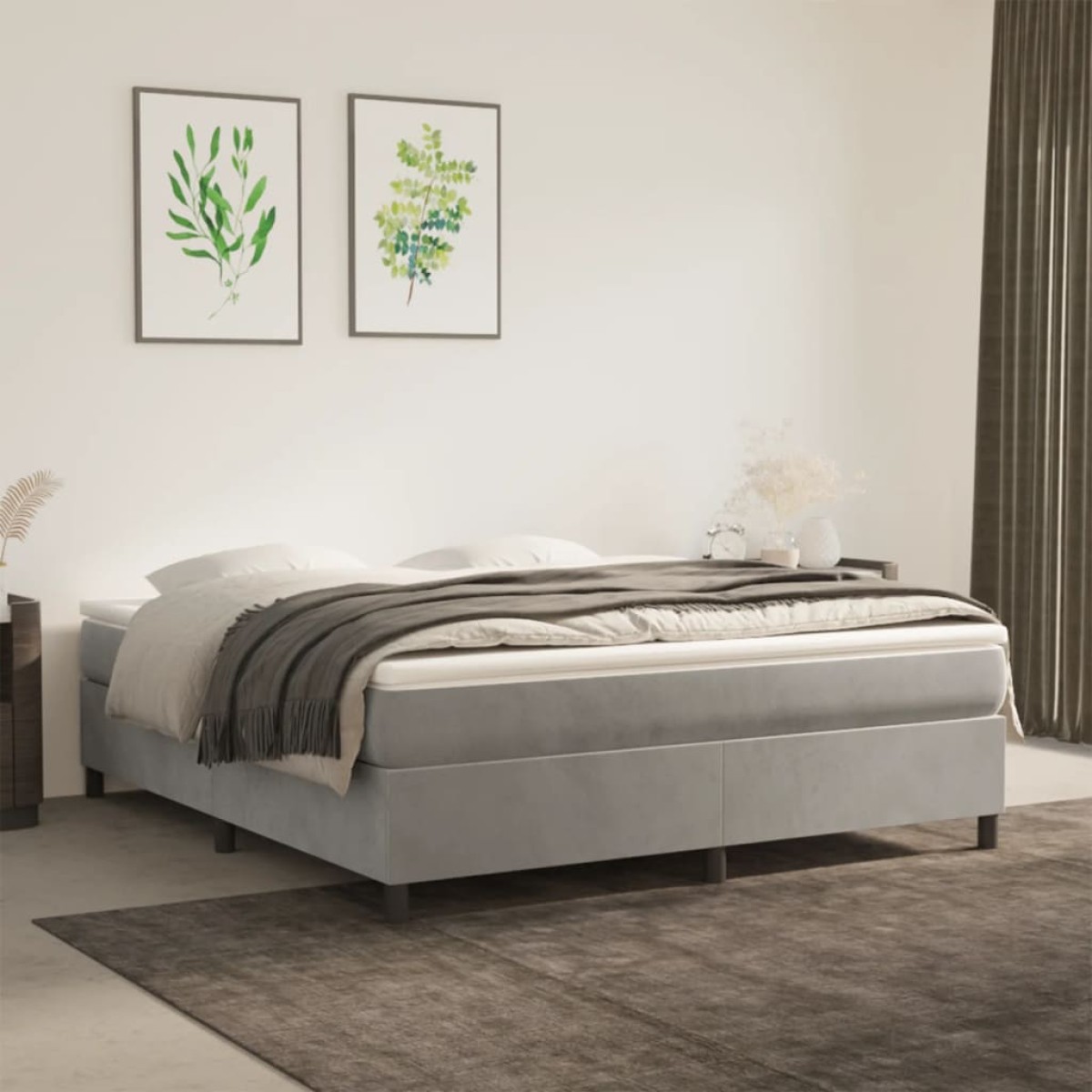 vidaXL Πλαίσιο Κρεβατιού Boxspring Ανοιχτό Γκρι 180x200 εκ. Βελούδινο