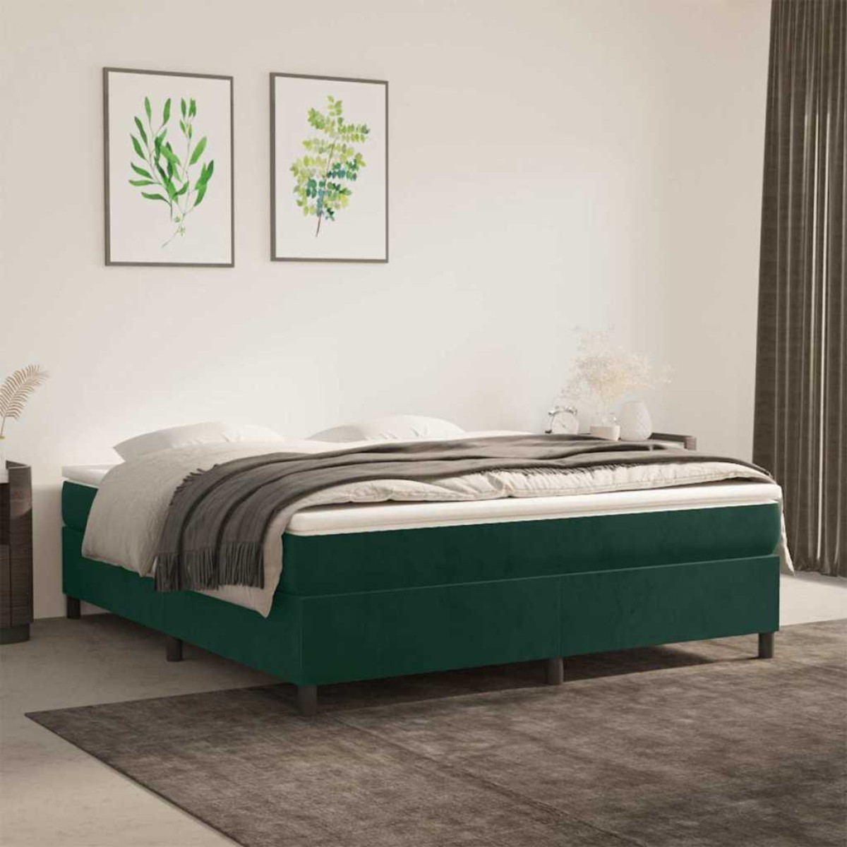vidaXL Πλαίσιο Κρεβατιού Boxspring Σκούρο Πράσινο 180x200 εκ Βελούδινο