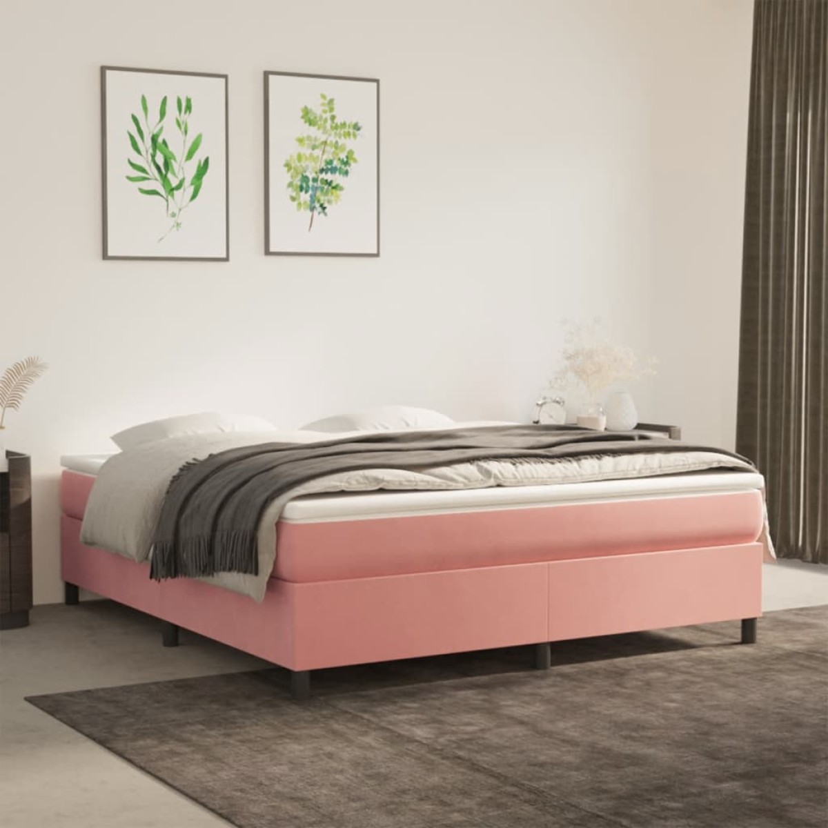 vidaXL Πλαίσιο Κρεβατιού Boxspring Ροζ 180x200 εκ. Βελούδινο