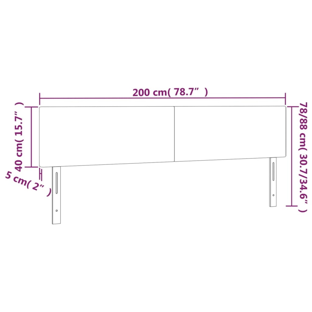 vidaXL Κεφαλάρι Κρεβατιού LED Σκούρο Καφέ 200x5x78/88 εκ. Υφασμάτινο