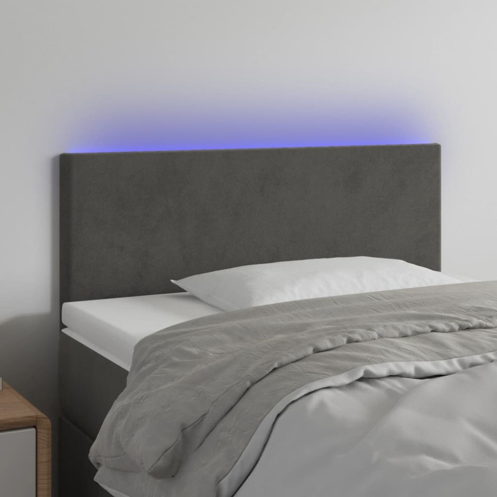vidaXL Κεφαλάρι Κρεβατιού LED Σκούρο Γκρι 80x5x78/88 εκ. Βελούδινο