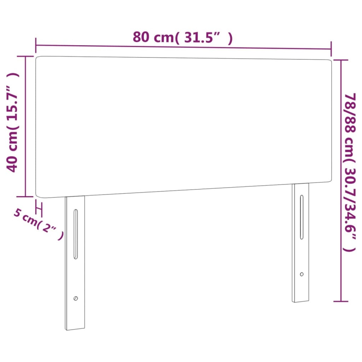 vidaXL Κεφαλάρι Κρεβατιού LED Μαύρο 80 x 5 x 78/88 εκ. Βελούδινο