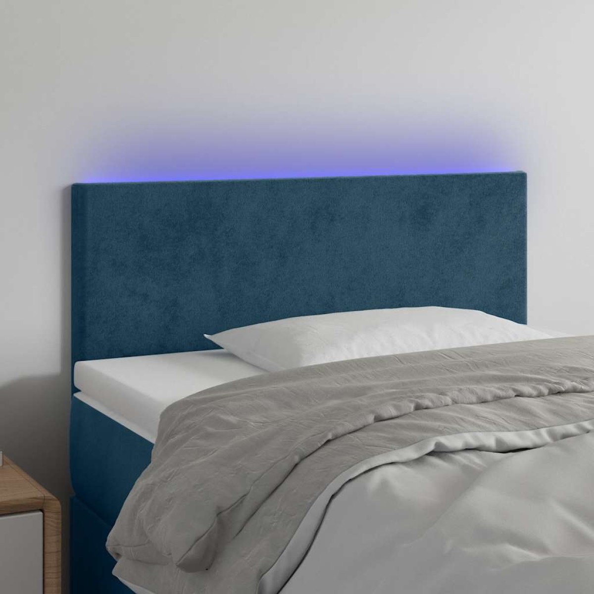 vidaXL Κεφαλάρι Κρεβατιού LED Σκούρο Μπλε 90x5x78/88 εκ. Βελούδινο
