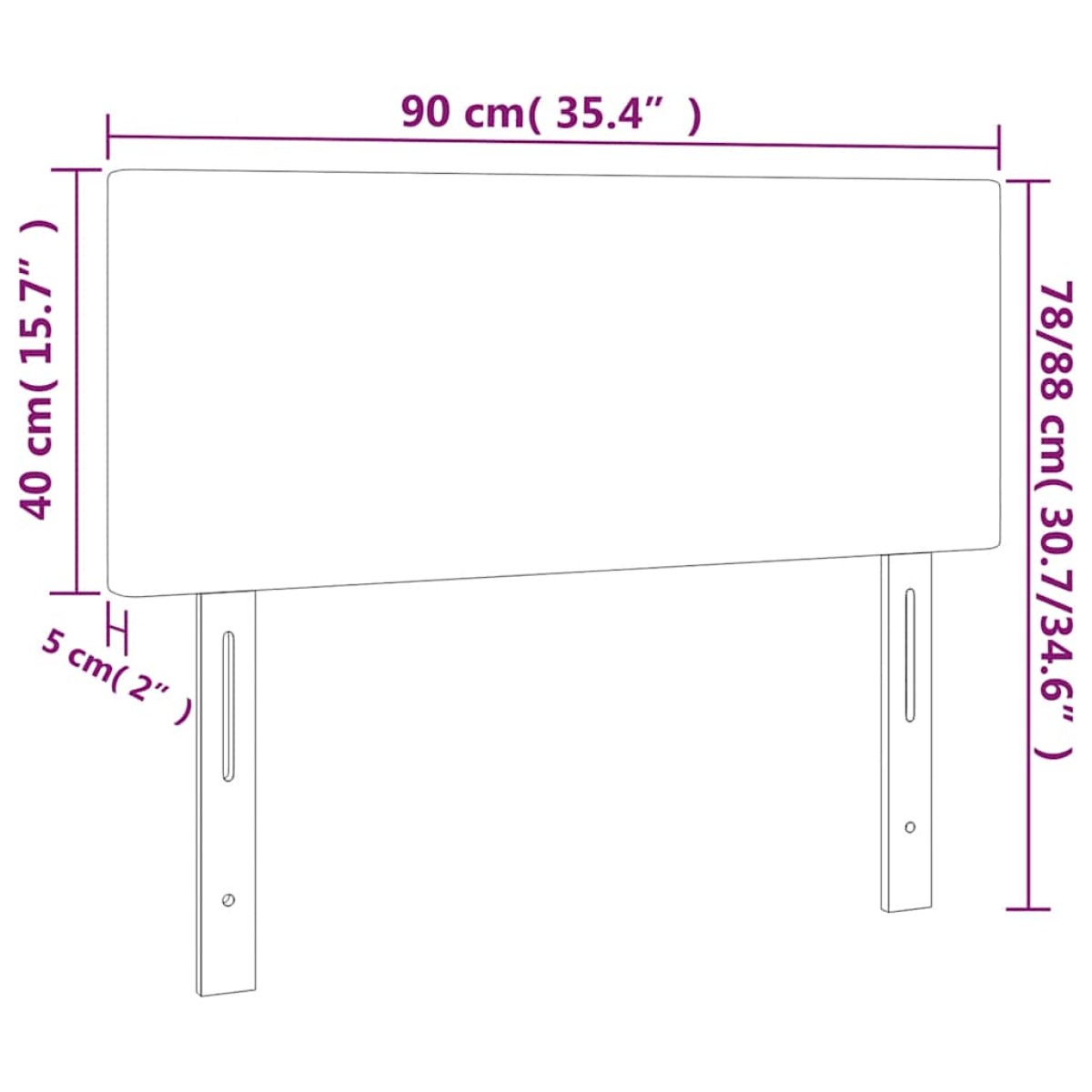 vidaXL Κεφαλάρι Κρεβατιού LED Σκούρο Μπλε 90x5x78/88 εκ. Βελούδινο