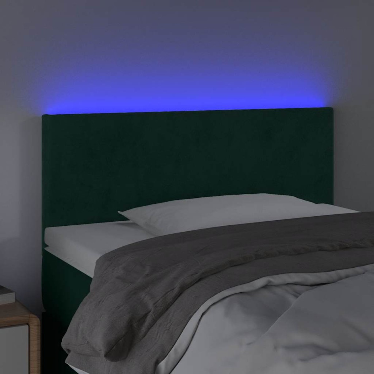 vidaXL Κεφαλάρι Κρεβατιού LED Σκούρο Πράσινο 100x5x78/88 εκ. Βελούδινο